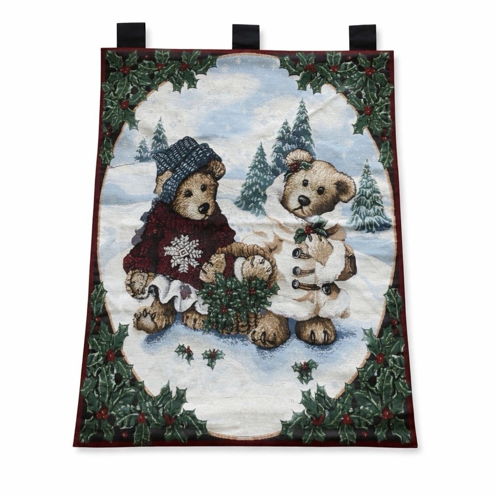 Vintage Boyds Bears and Friends Christmas Edmund & Bailey‎ Tapestry Wall Hanging